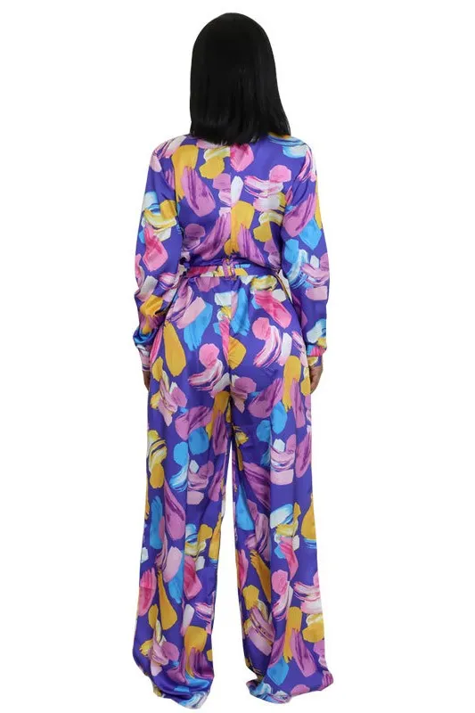 ✨ Chic Belted Wide-Leg Jumpsuit – Elegant V-Neck Long Sleeve One-Piece Outfit ✨