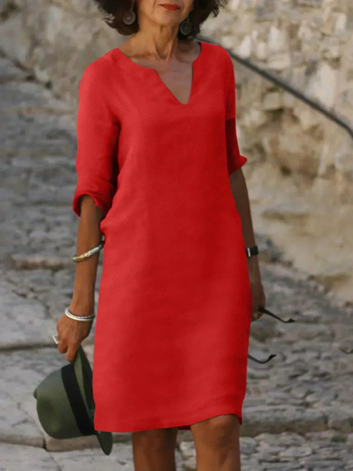 Anne  Elegant V-Neck Dress