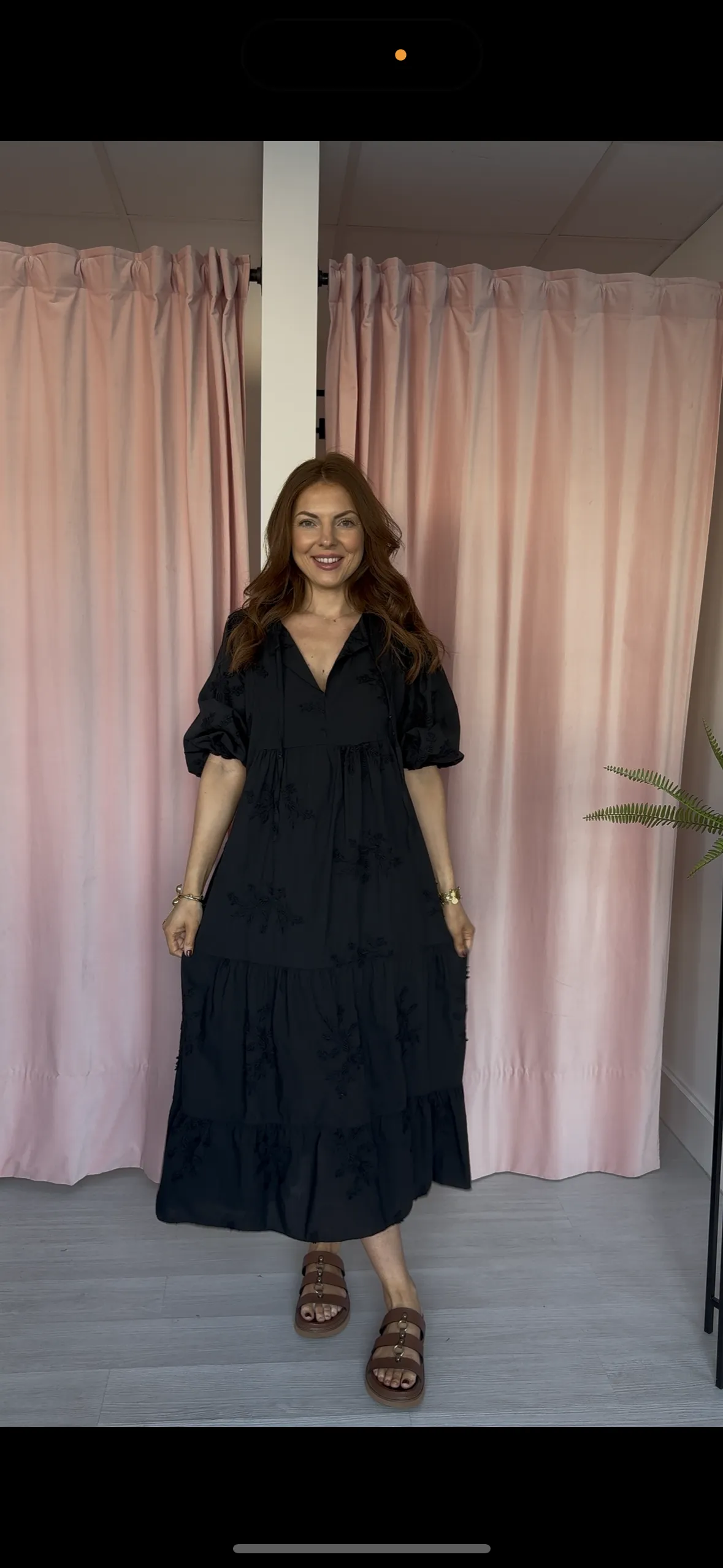 Appliqué Midi Dress - Black
