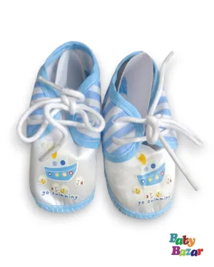Baby Boy Shoes In Go Swimming Print Sky Blue Color