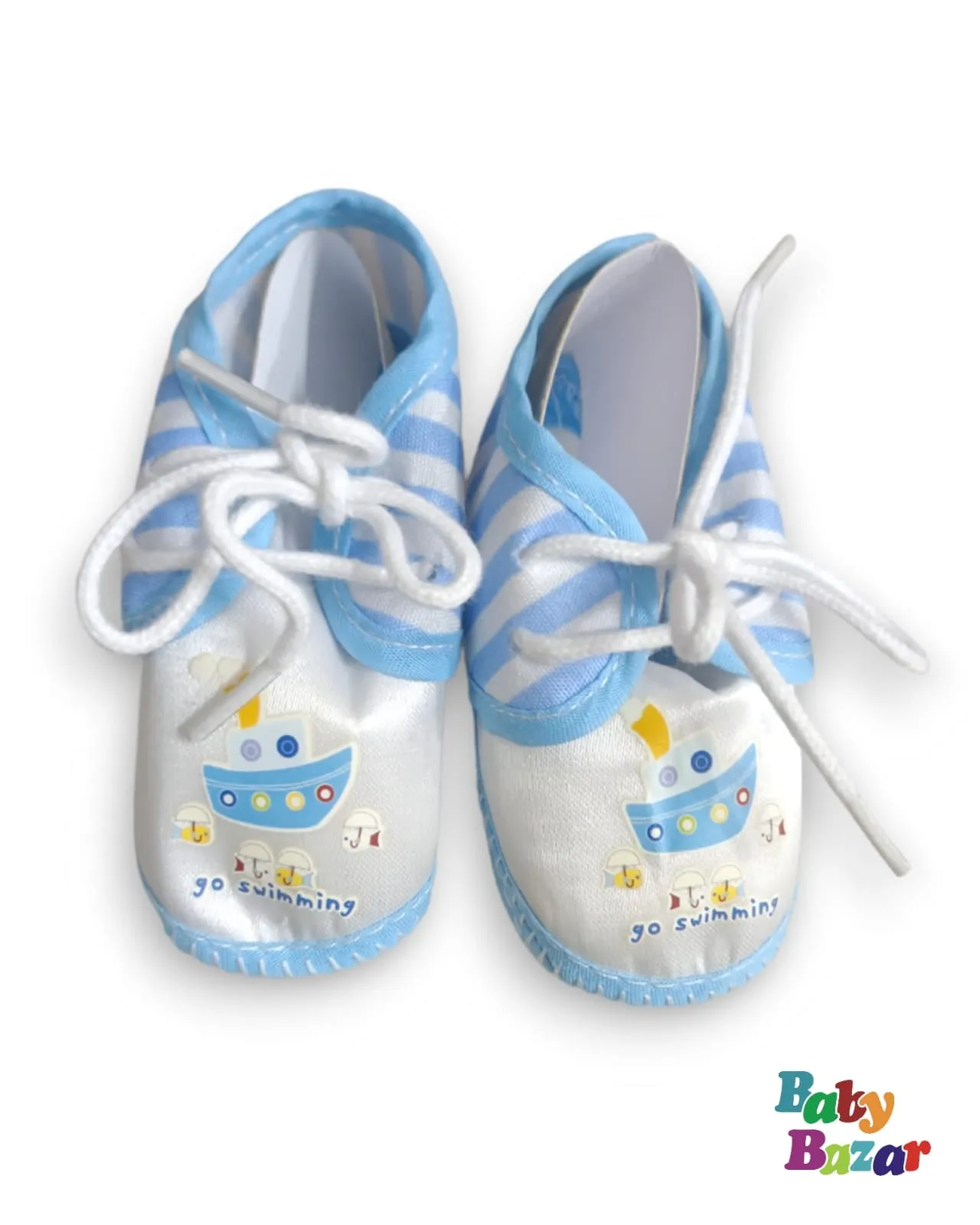 Baby Boy Shoes In Go Swimming Print Sky Blue Color