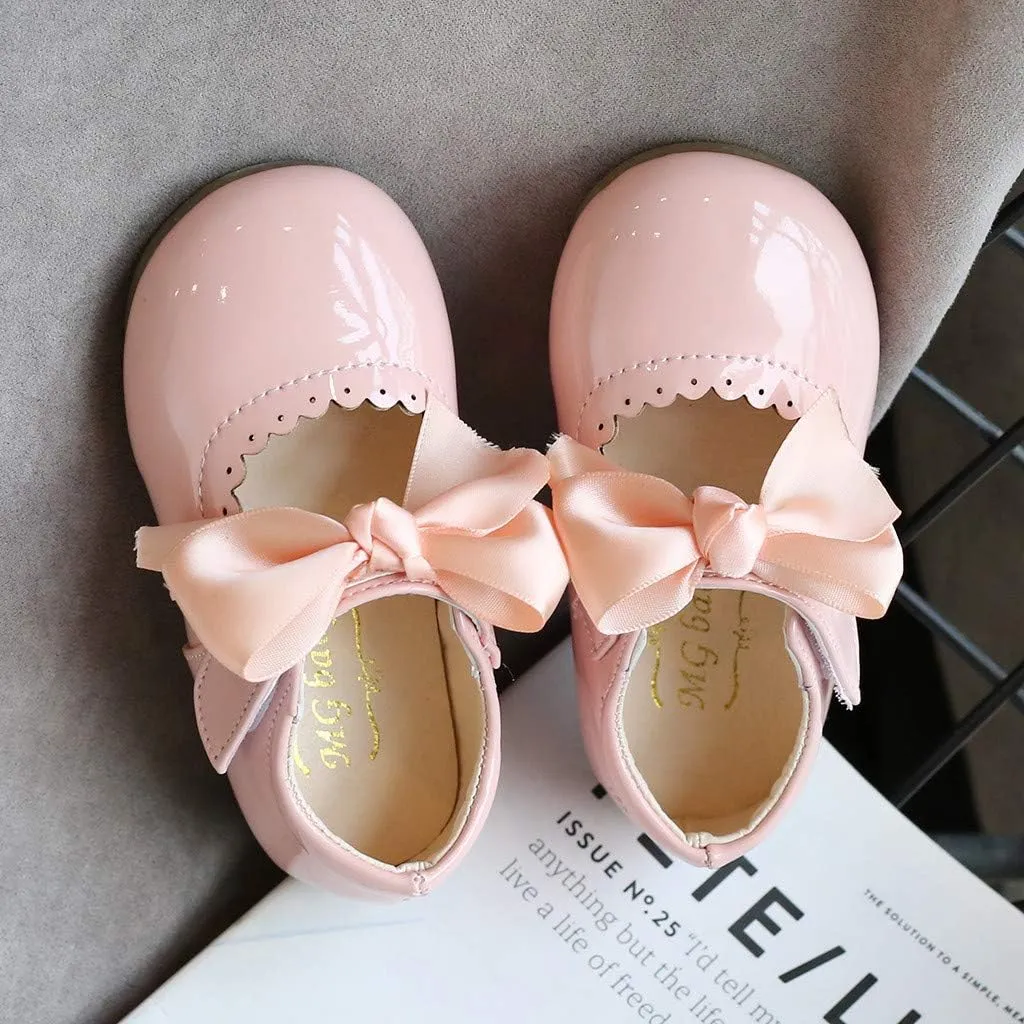 Baby Flower Girl Dress Shoes Patent Bow Mary Jane Ballet Flats Wedding Party School Shoes Toddler Church Shoes