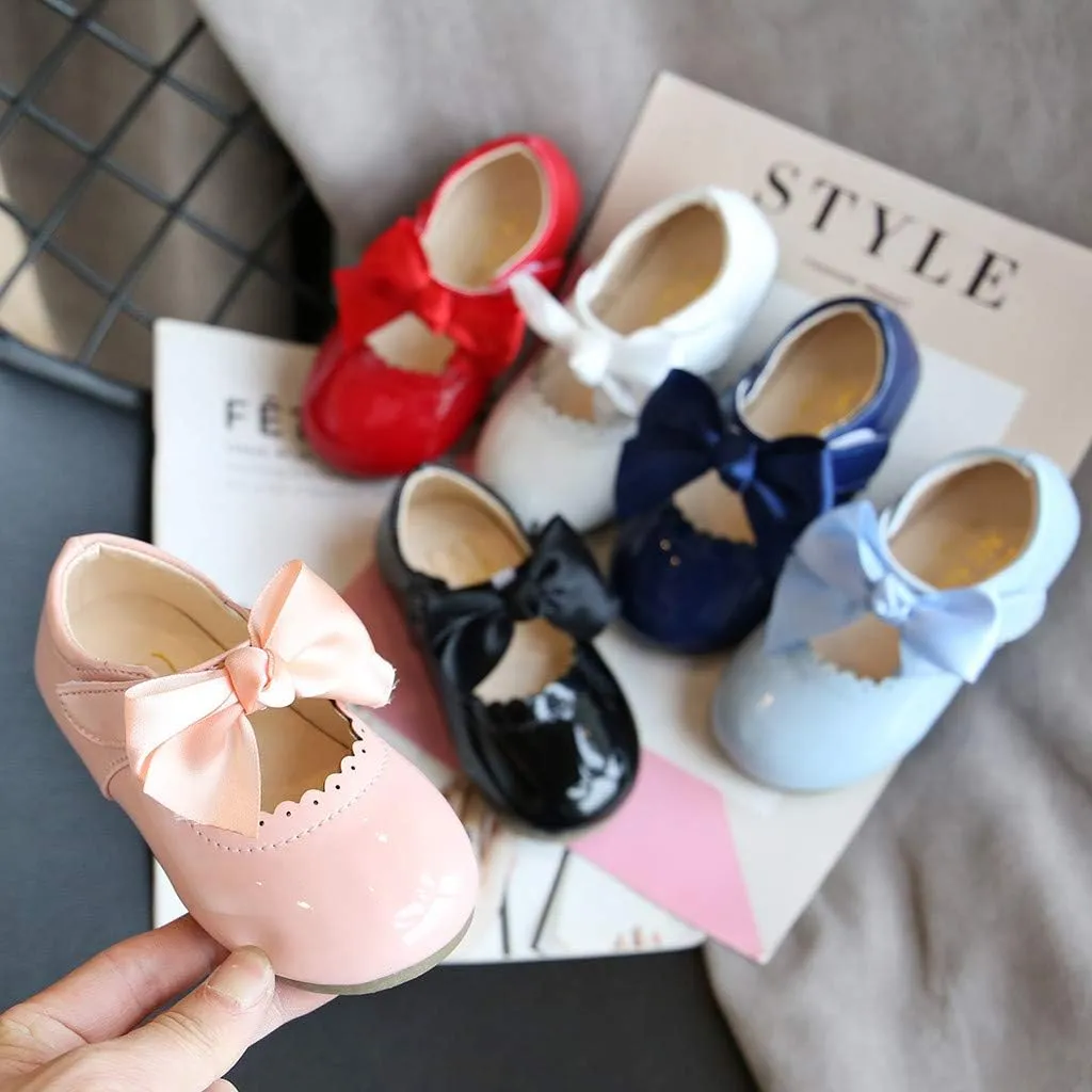 Baby Flower Girl Dress Shoes Patent Bow Mary Jane Ballet Flats Wedding Party School Shoes Toddler Church Shoes