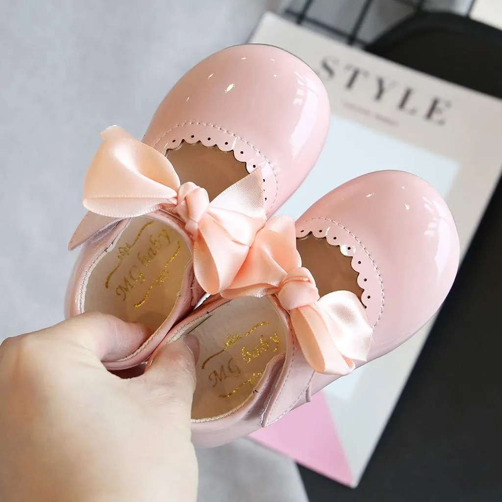 Baby Flower Girl Dress Shoes Patent Bow Mary Jane Ballet Flats Wedding Party School Shoes Toddler Church Shoes