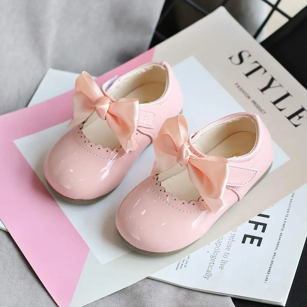 Baby Flower Girl Dress Shoes Patent Bow Mary Jane Ballet Flats Wedding Party School Shoes Toddler Church Shoes