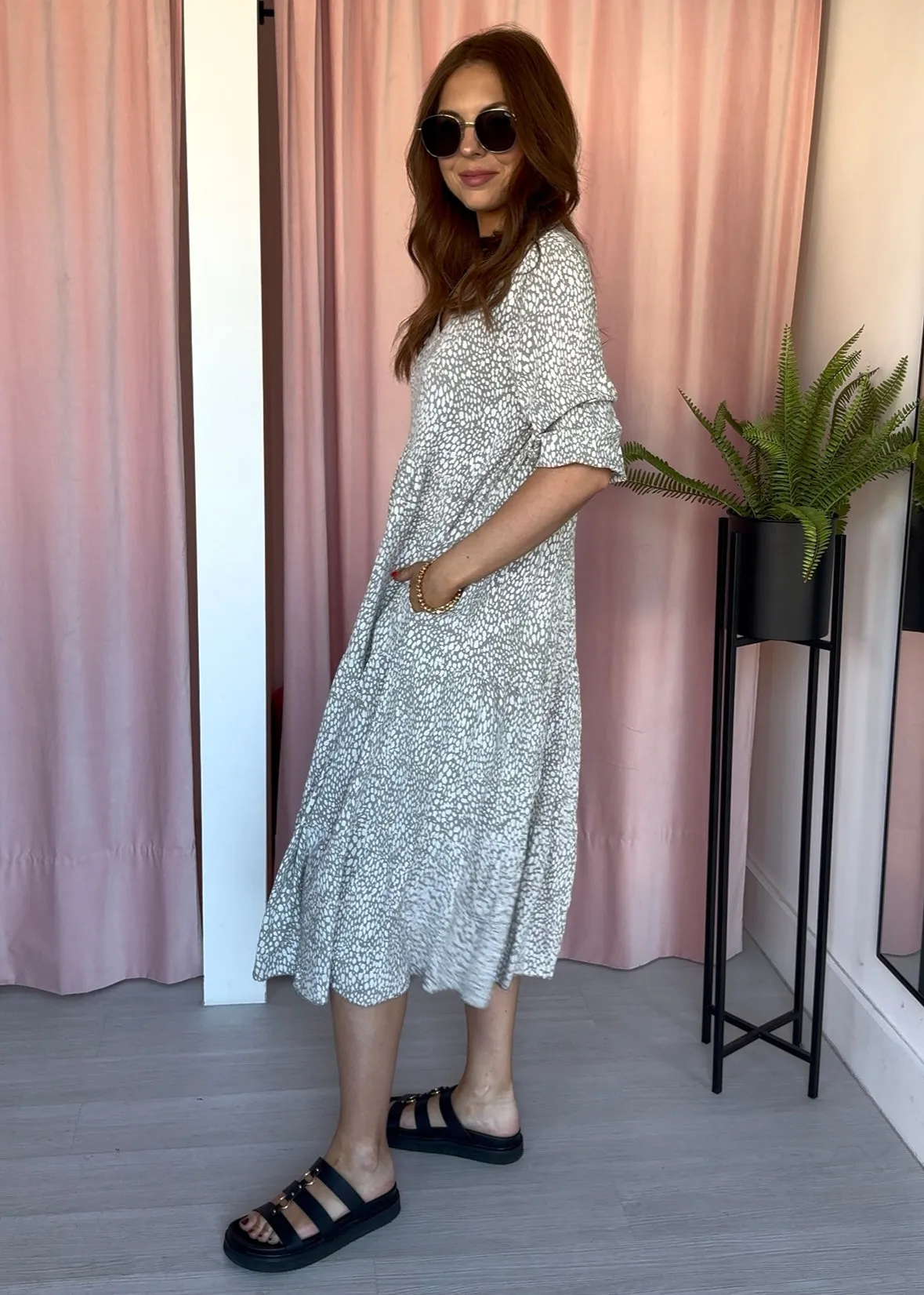 Betsy Midi Dress - Taupe