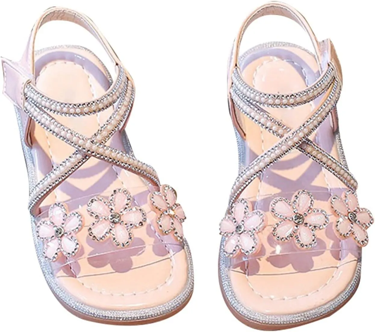 Big Kids Girl Sandals Summer Crystal Flower Design Princess Shoes Daily With Princess Dress Wear Dance Shoes for