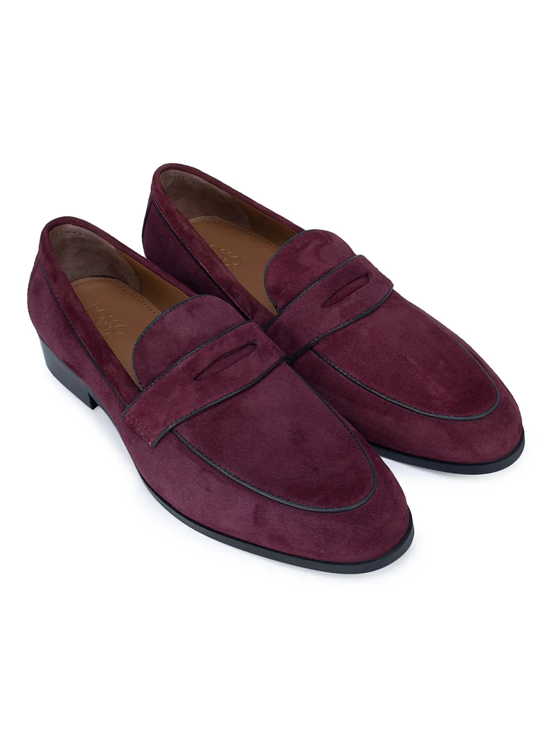 Burgundy Suede Leather Loafers