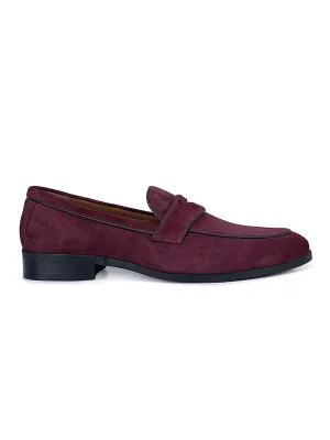 Burgundy Suede Leather Loafers