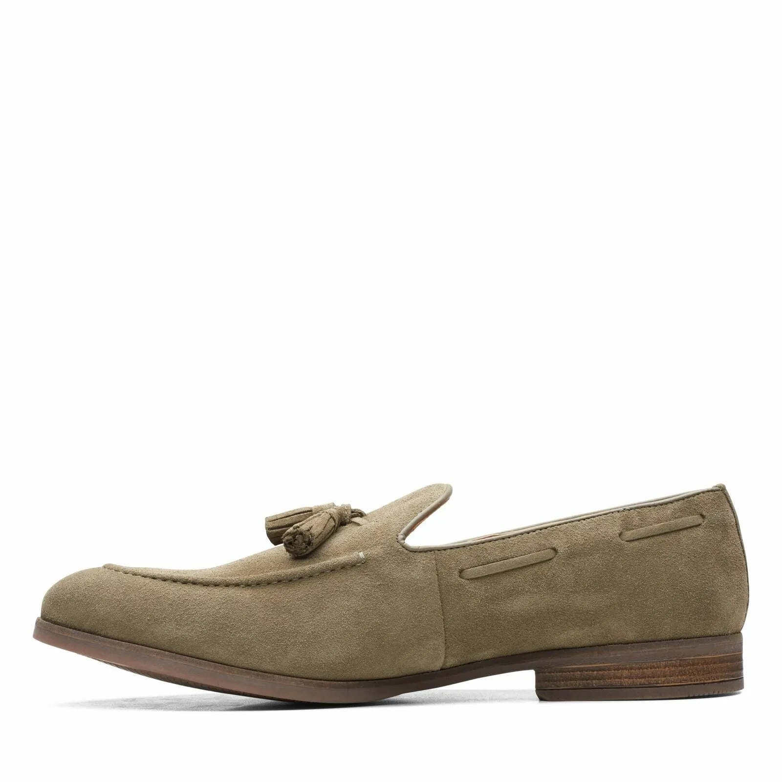Clarks Mens Citistride Slip Olive Suede Shoes