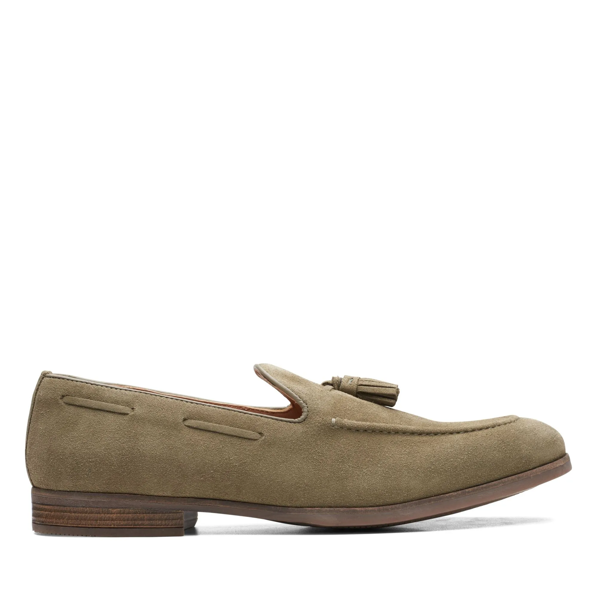 Clarks Mens Citistride Slip Olive Suede Shoes
