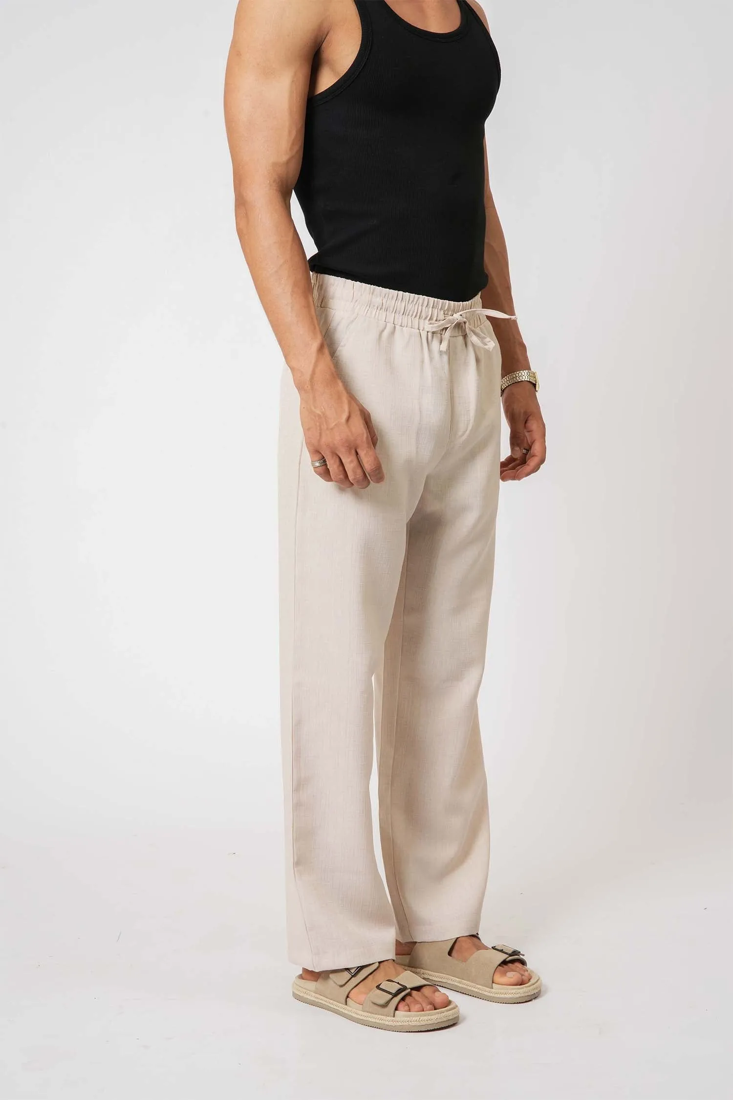 Cream Straight-Fit Pyjama