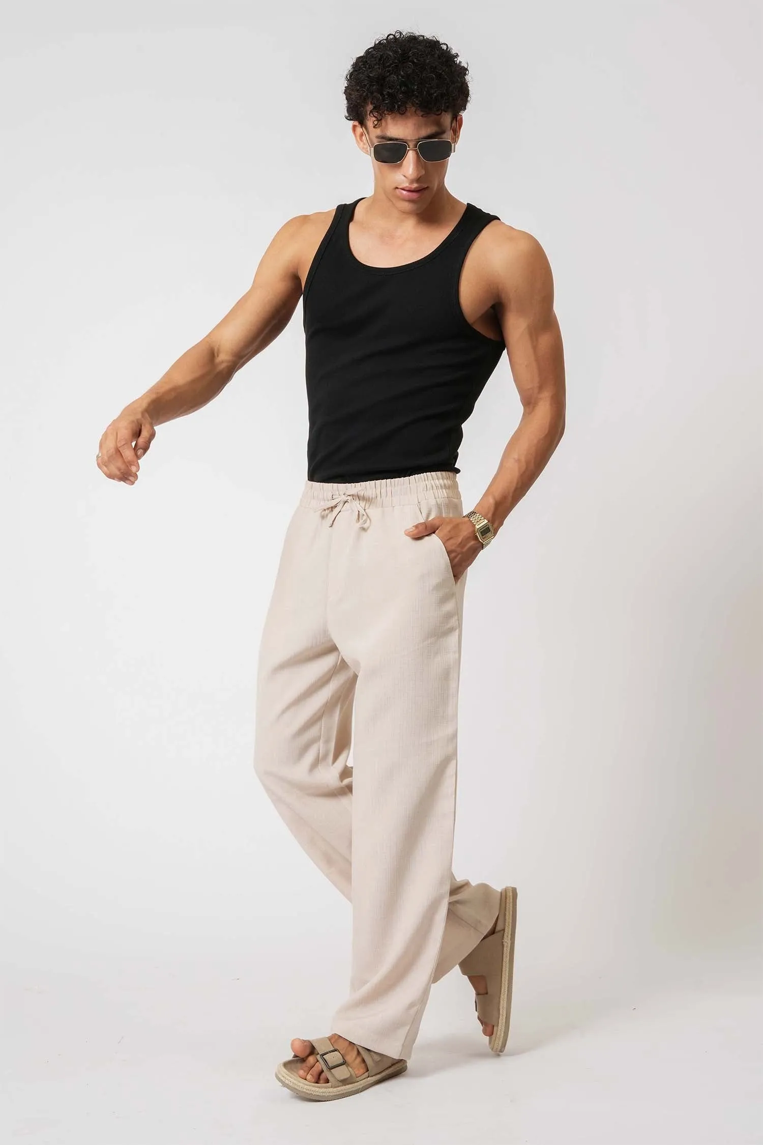 Cream Straight-Fit Pyjama