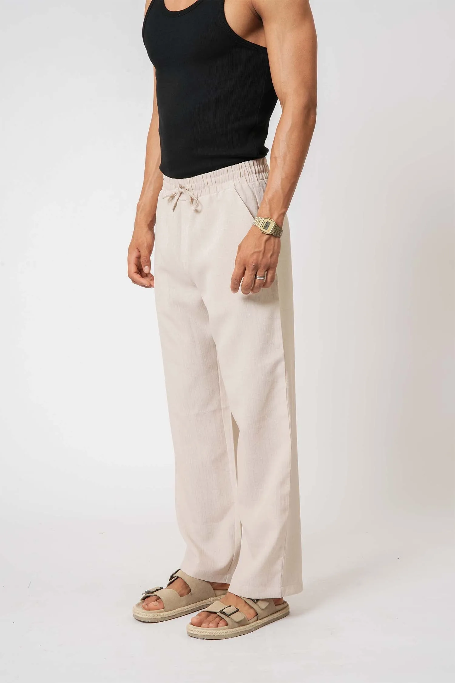 Cream Straight-Fit Pyjama