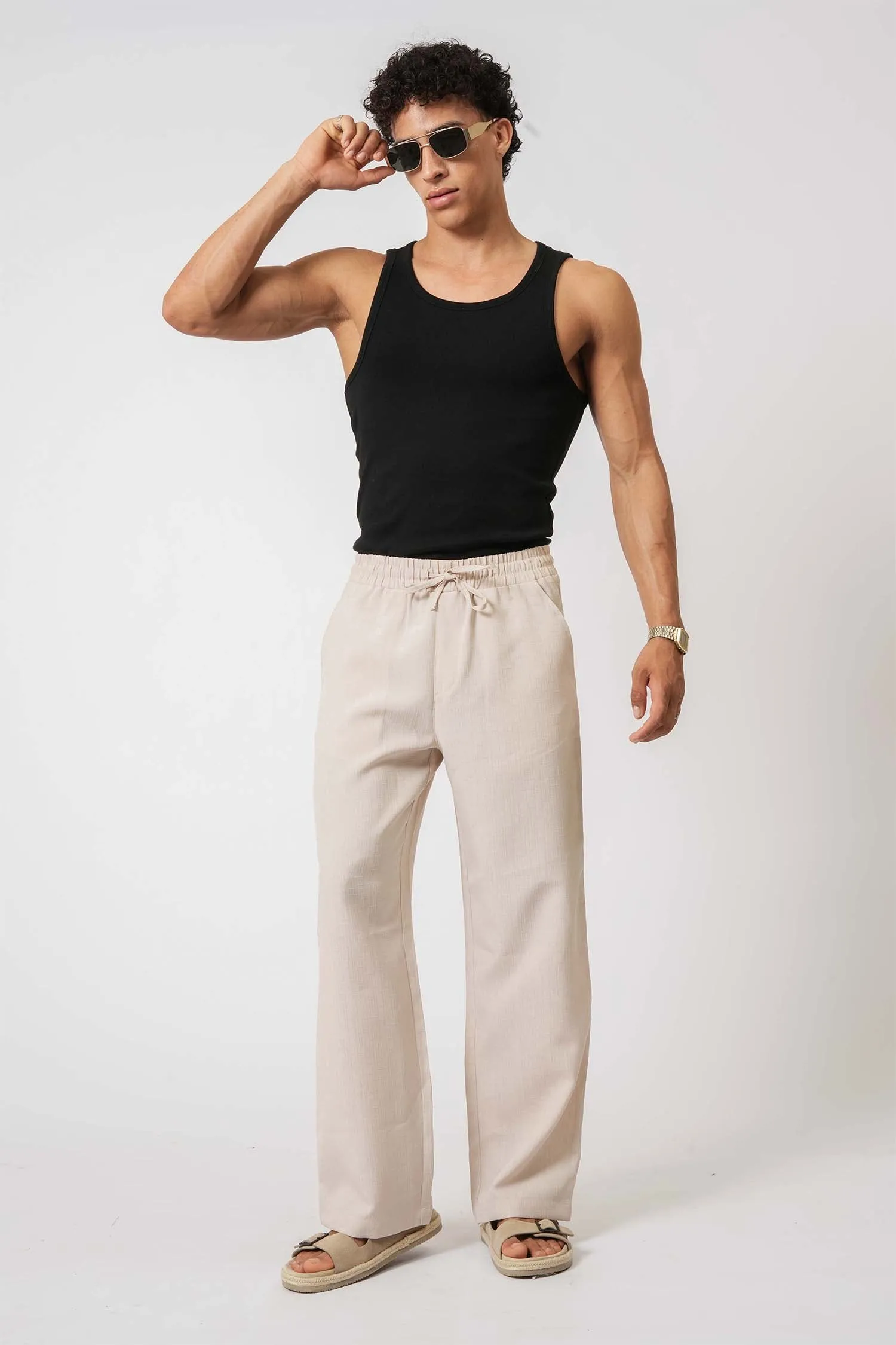 Cream Straight-Fit Pyjama