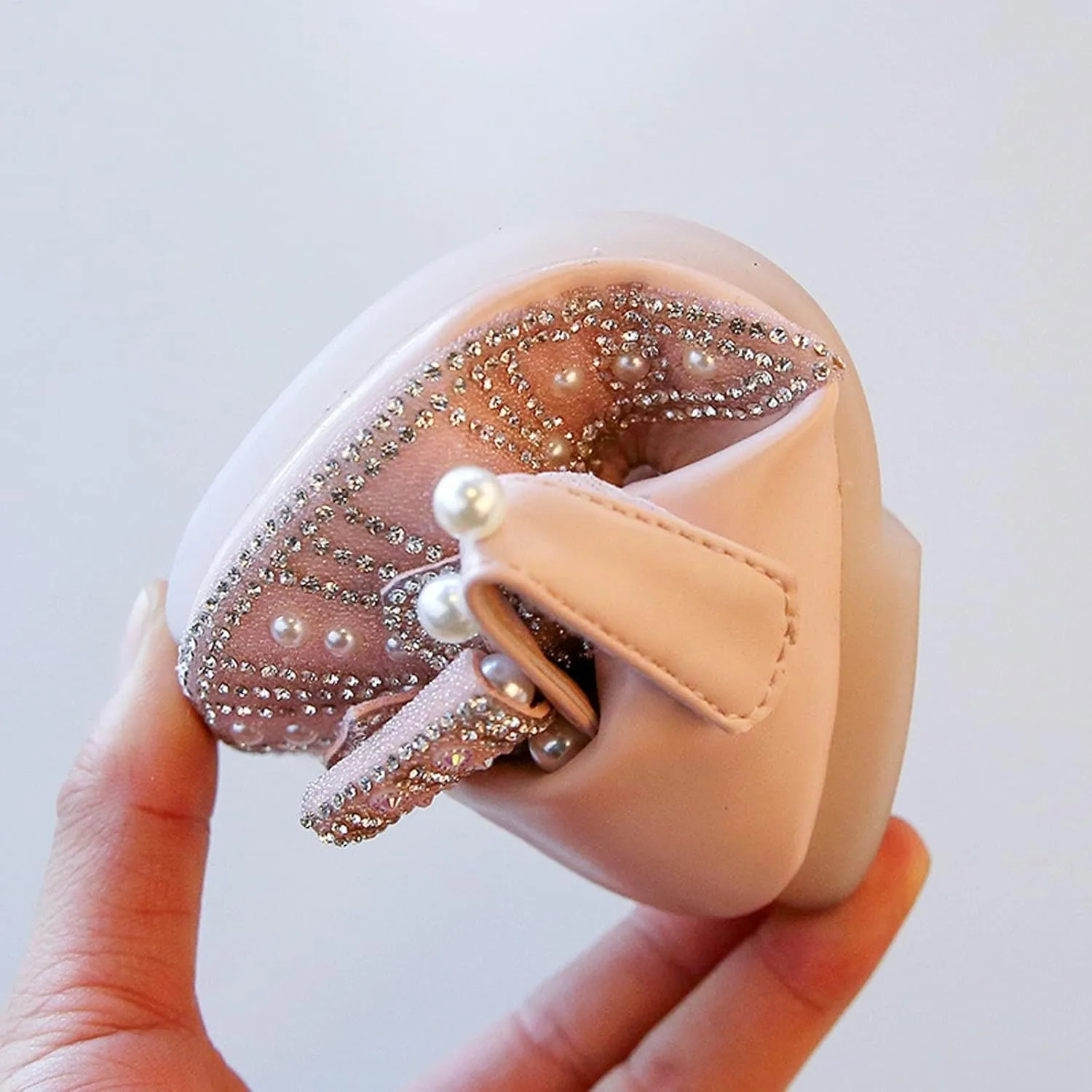 Cute Toddler Slip on Sandals Girls Mary Jane Flat Strap with Bow Crystal Princess Dress Shoes Flower Water Shoes Girls