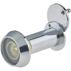Door Viewer 200 Degree Glass Lens - 14mm Dia. - THICK 50-75mm Doors -  Polished Chrome