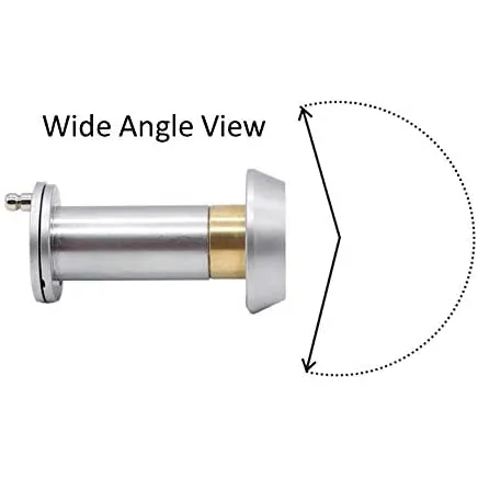 Door Viewer 200 Degree Glass Lens - 14mm Dia. - THICK 50-75mm Doors -  Polished Chrome