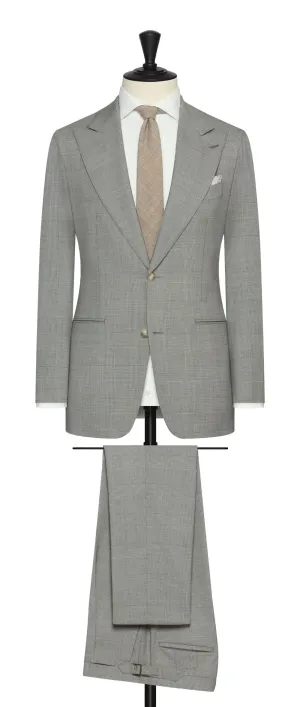 Drago Light Grey Stretch Doppio Ritorto Tropical Wool with Glencheck