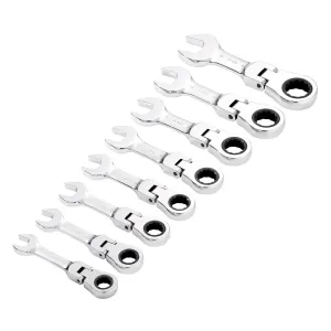 Draper Hi-Torq® Metric Stubby Flexible Head Ratchet Combination Spanner Set (8 Piece) - 8230FMMBS/8