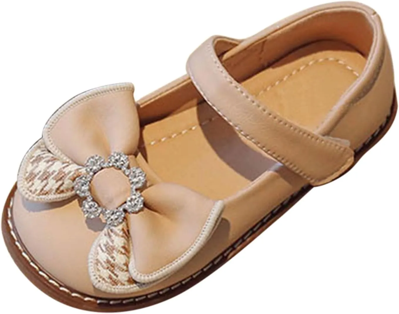 Flower Girl Dress Shoes Toddler Girl Rhinstones Bow Mary Jane Ballet Flats for Wedding Party School Shoes