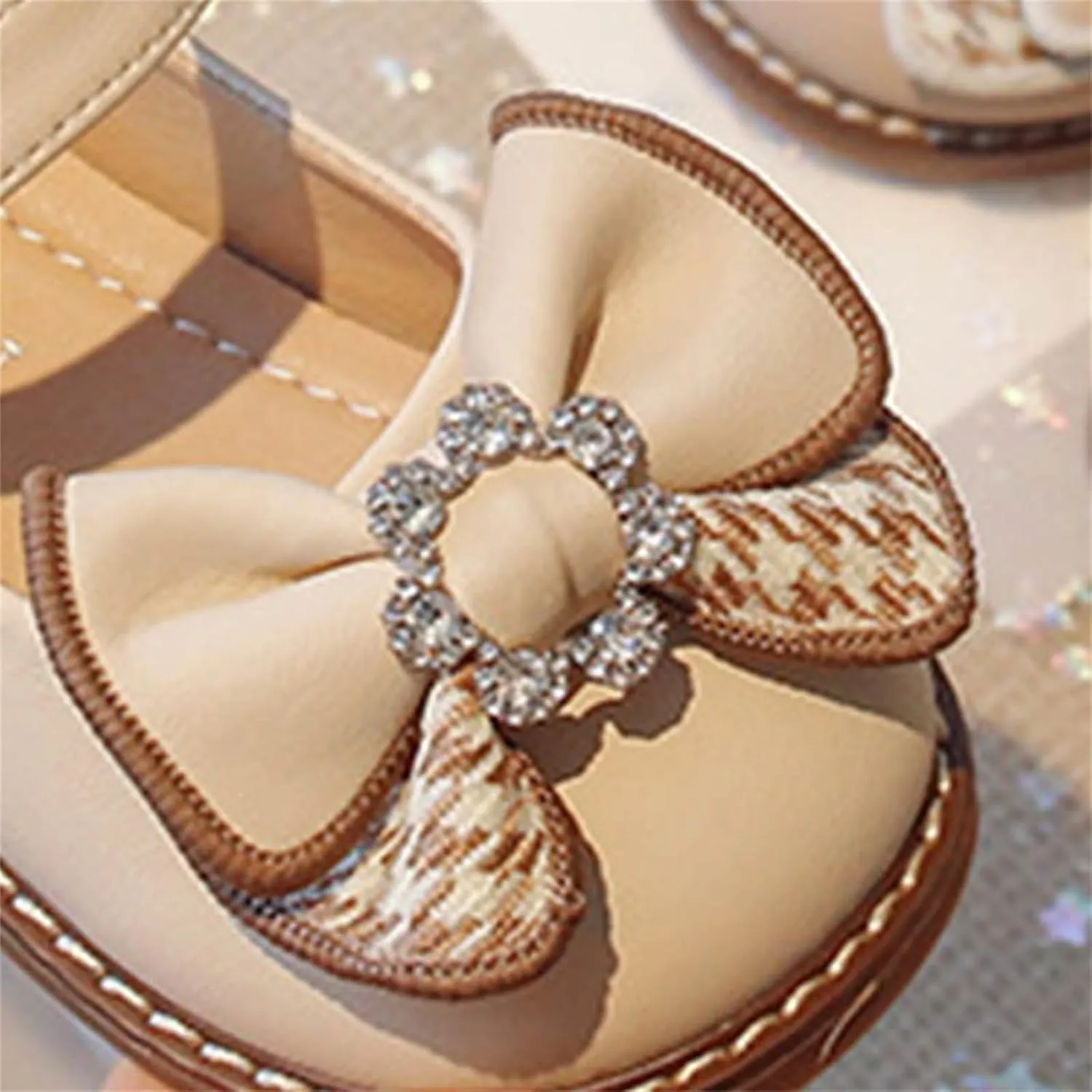 Flower Girl Dress Shoes Toddler Girl Rhinstones Bow Mary Jane Ballet Flats for Wedding Party School Shoes