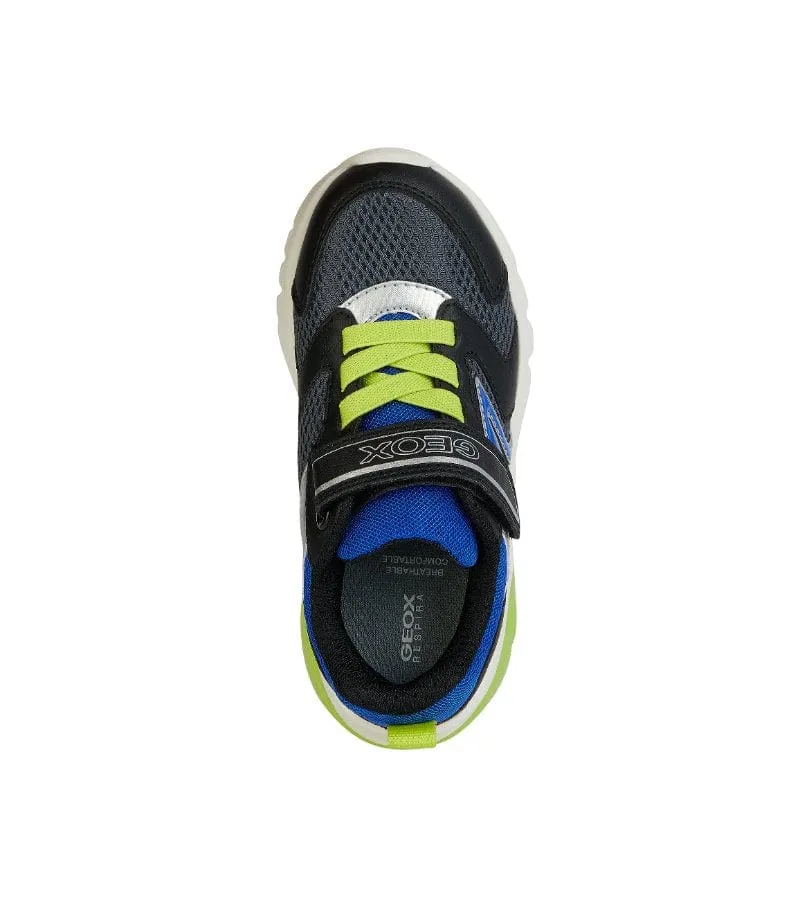 Geox Boys Light Up Slip In Black Casual Trainer Ciberdron - J45LBC