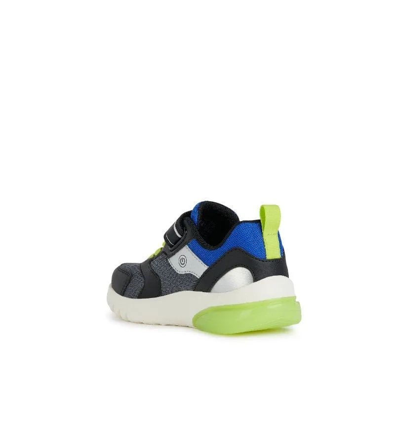 Geox Boys Light Up Slip In Black Casual Trainer Ciberdron - J45LBC