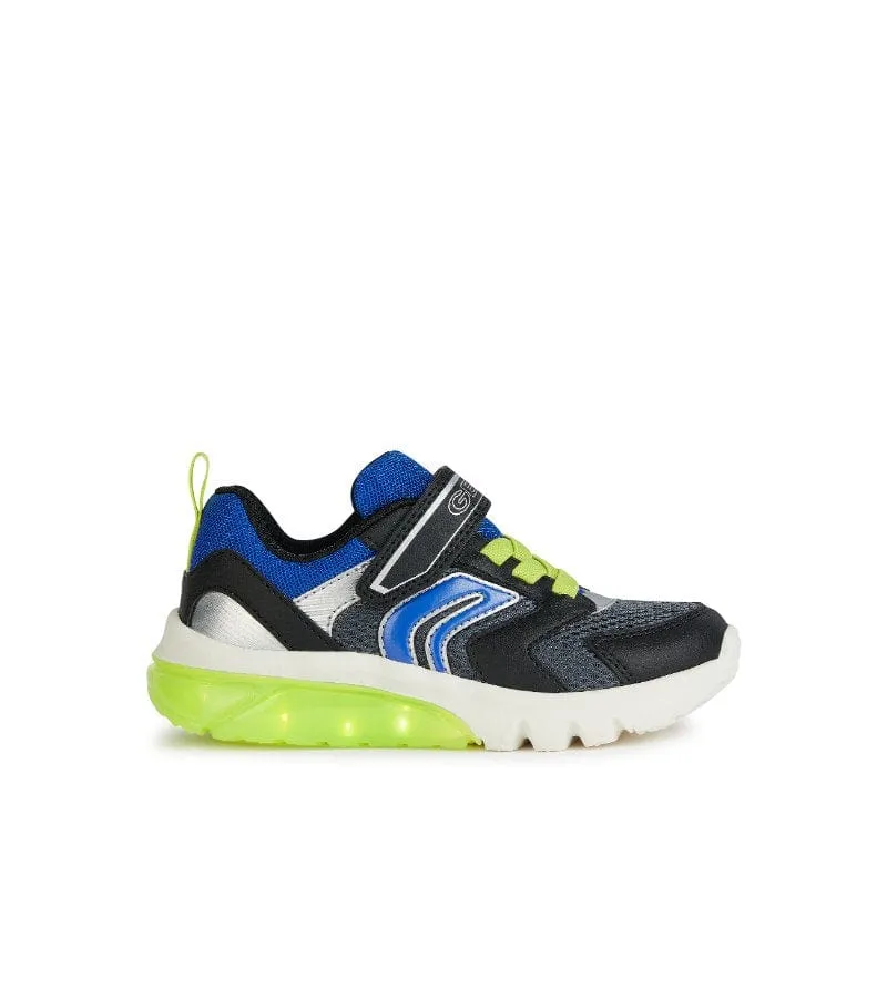 Geox Boys Light Up Slip In Black Casual Trainer Ciberdron - J45LBC