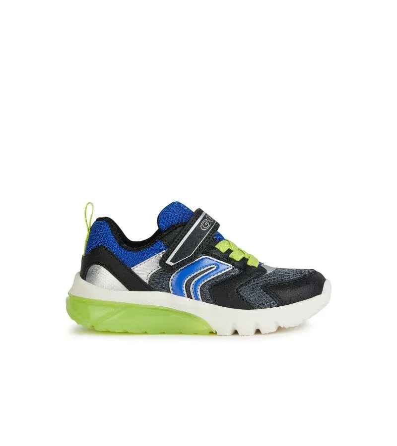 Geox Boys Light Up Slip In Black Casual Trainer Ciberdron - J45LBC
