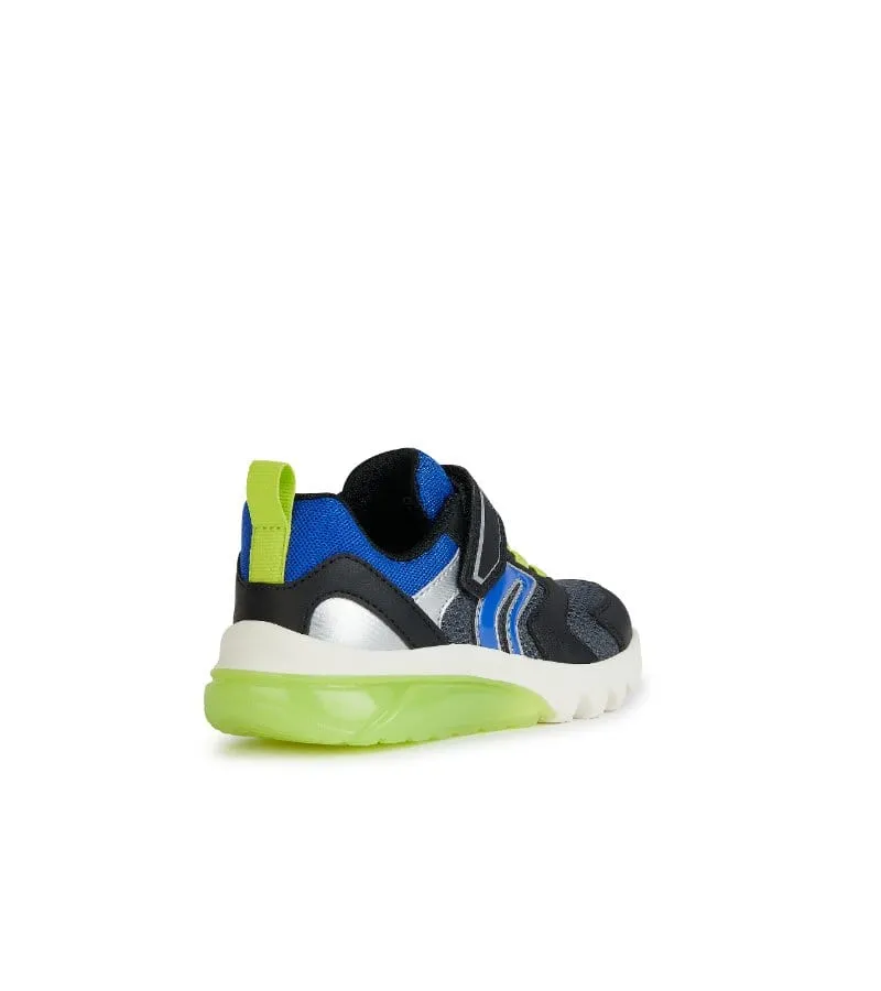 Geox Boys Light Up Slip In Black Casual Trainer Ciberdron - J45LBC