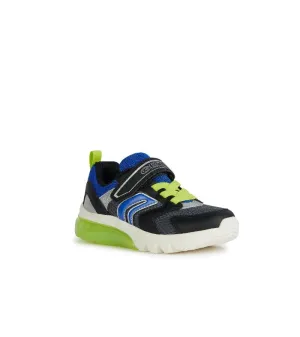 Geox Boys Light Up Slip In Black Casual Trainer Ciberdron - J45LBC