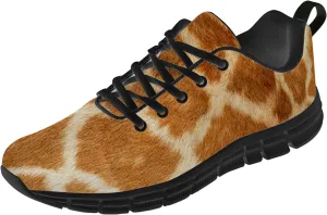 Giraffe Shoes for Women Men 3D Print Mesh Non-Slip Yellow Animal Giraffe Skin Pattern Sneakers Running Shoes Gifts for Girls Boys,Black,Men Size 5,Women Size 7
