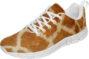 Giraffe Shoes for Women Men 3D Print Mesh Non-Slip Yellow Animal Giraffe Skin Pattern Sneakers Running Shoes Gifts for Girls Boys,White,Men Size 11.5