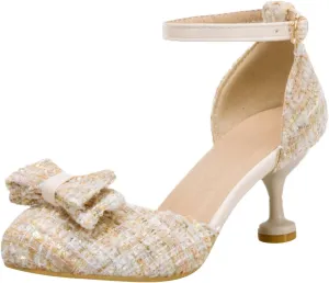 Girl's Classic Mixed Color Bow Decorated With Thin Heeled High Heels Party Wedding Dance Shoes Girls Sandals