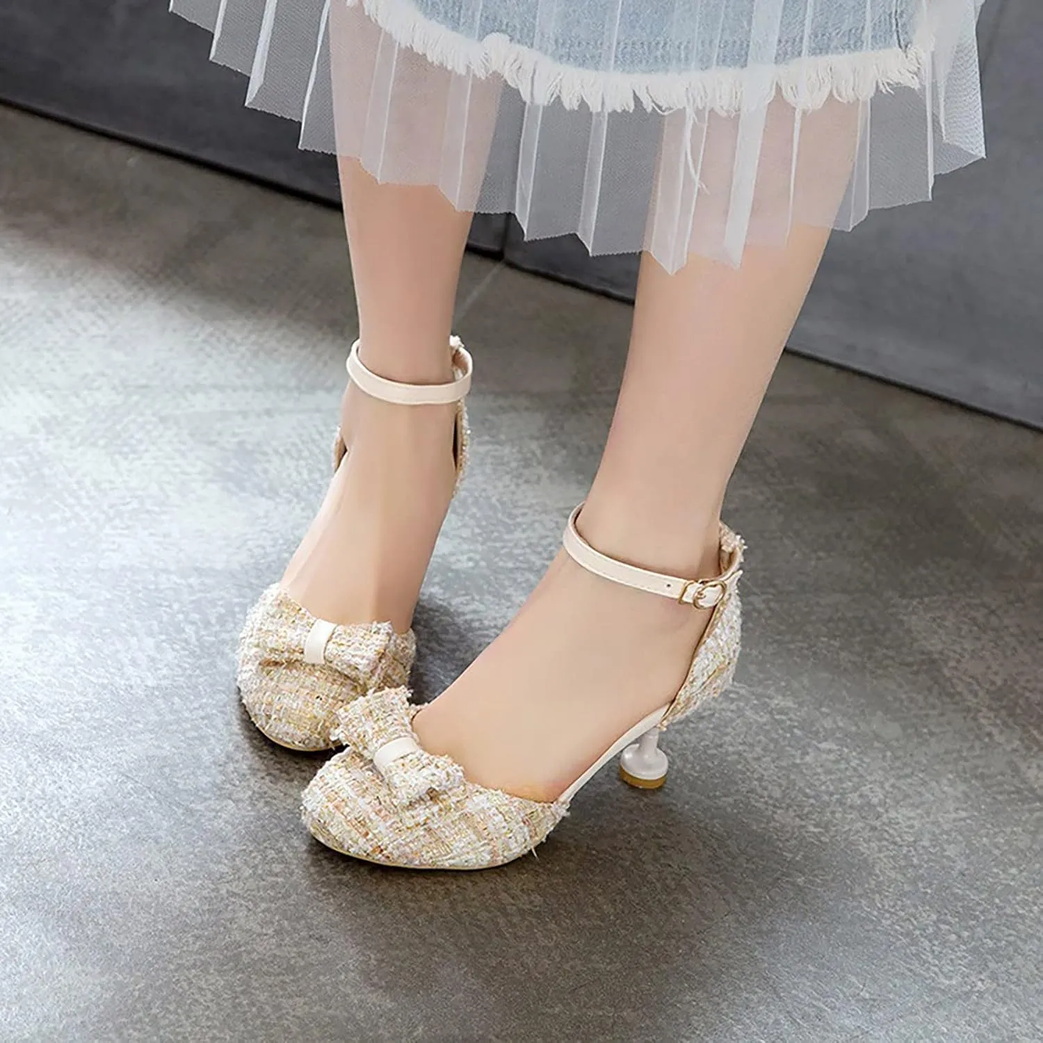 Girl's Classic Mixed Color Bow Decorated With Thin Heeled High Heels Party Wedding Dance Shoes Girls Sandals