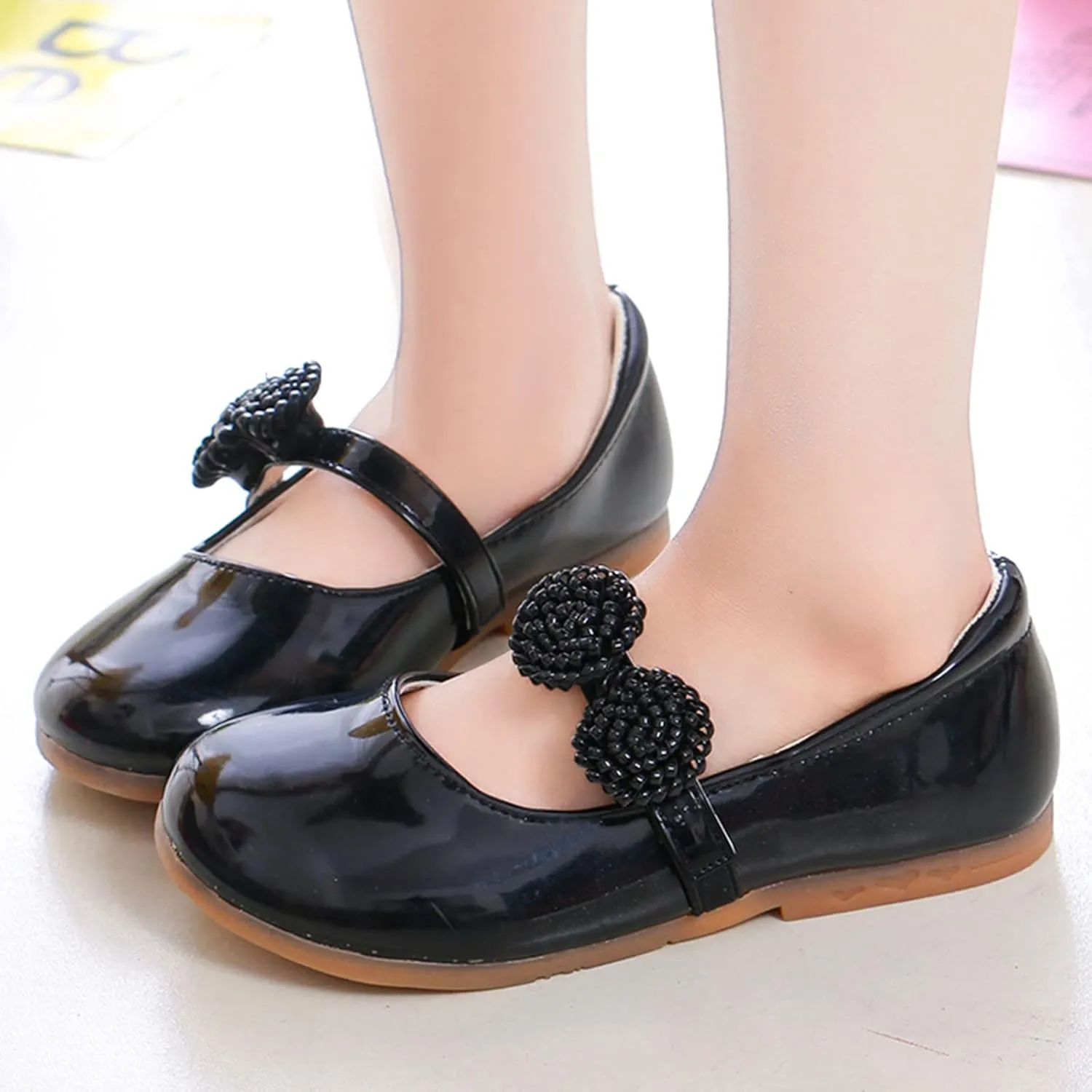 Girls Dress Shoes, Mary Jane Shoes for Girls, Wedding Party Flower Girl School Uniform Shoes Ballet Flats
