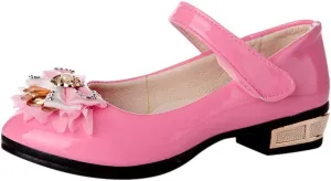 Girls Low Heel Dress Shoes Pumps Mary Jane Shoes for Kids with Ankle Strap Dress Shoes for School Wedding Party