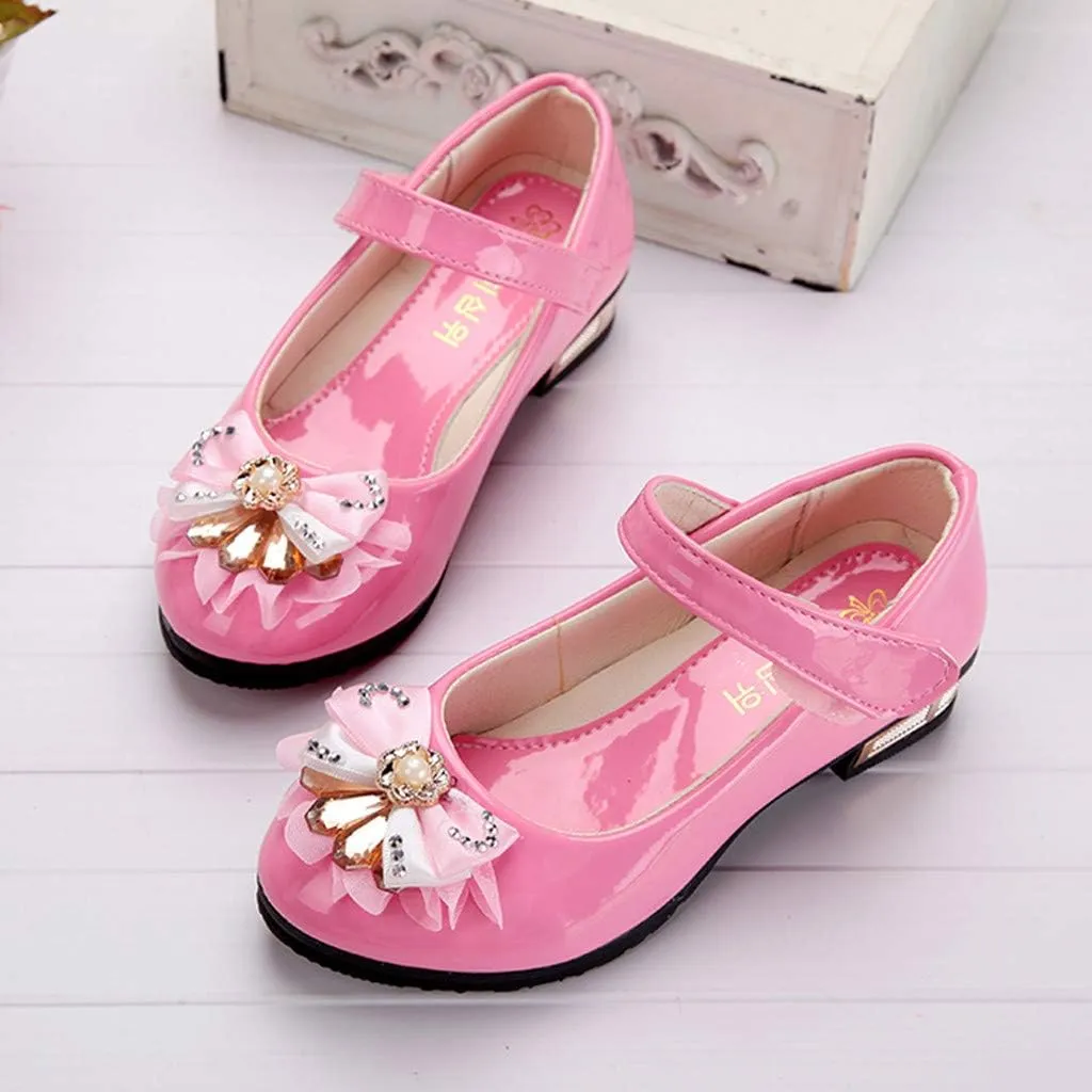 Girls Low Heel Dress Shoes Pumps Mary Jane Shoes for Kids with Ankle Strap Dress Shoes for School Wedding Party