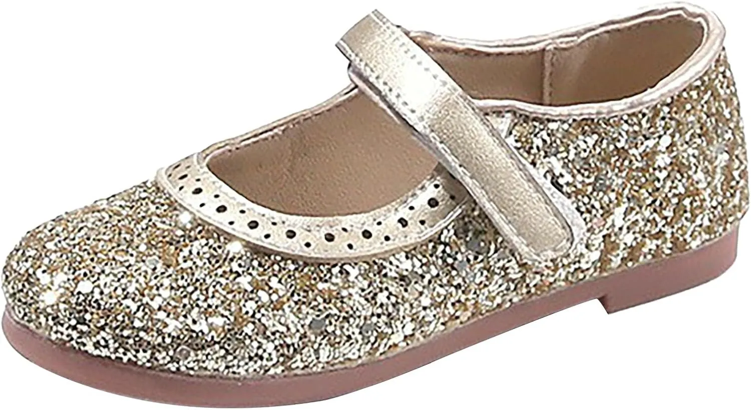 Girls Mary Jane Flats Kids Glitter Wedding Party Ballet Dress Shoes Uniform School Ankle Strap Sandals