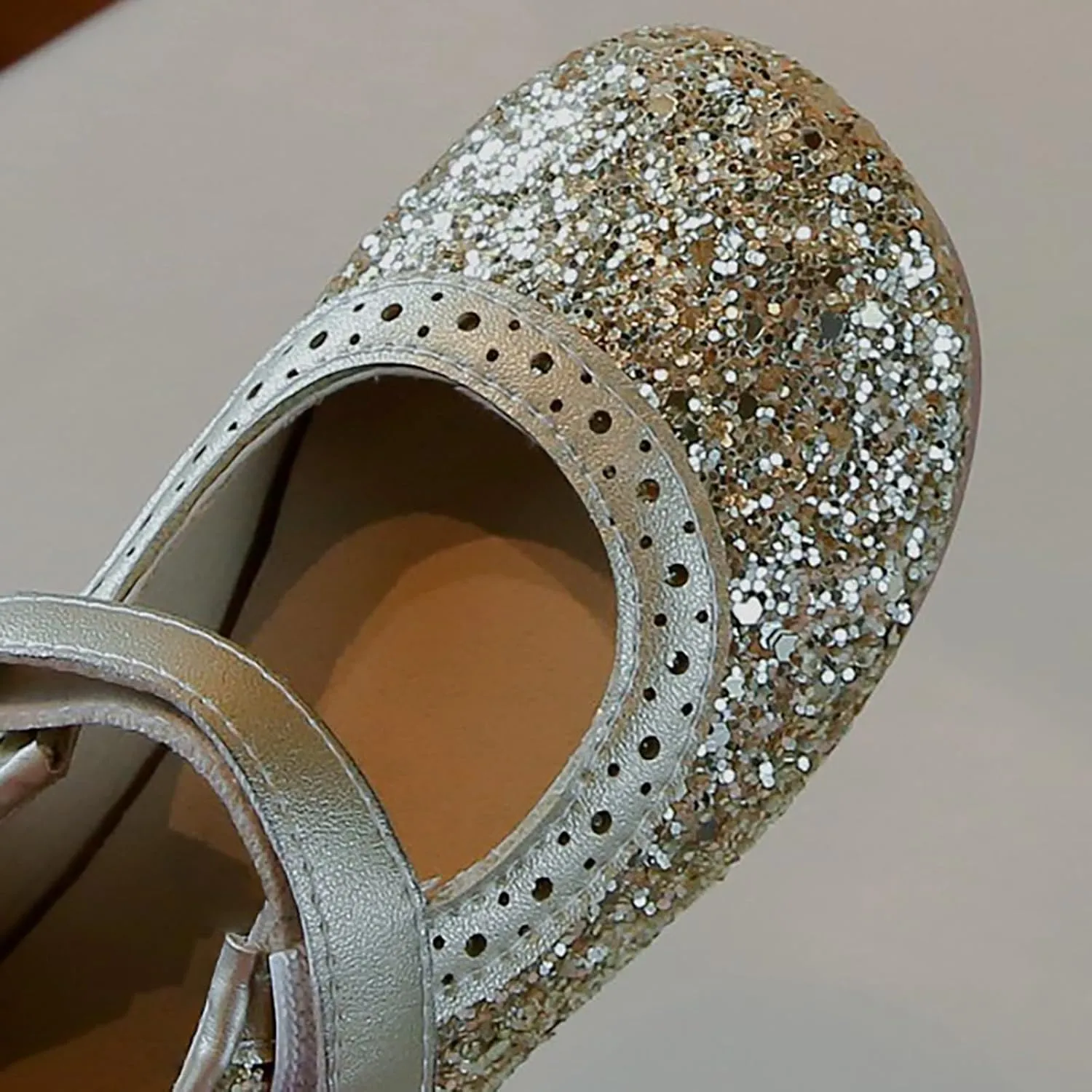 Girls Mary Jane Flats Kids Glitter Wedding Party Ballet Dress Shoes Uniform School Ankle Strap Sandals