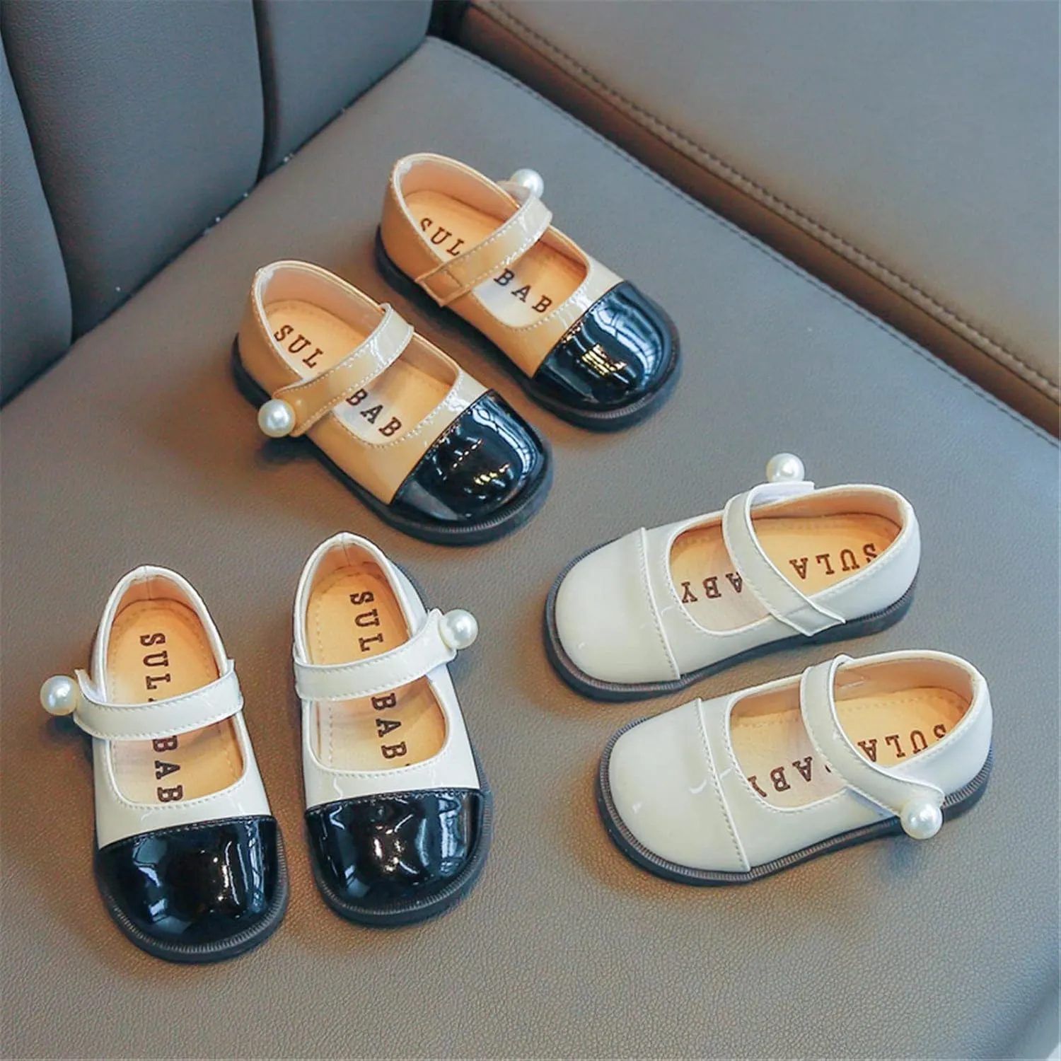 Girls Mary Jane Flats School Uniform Wedding Party Dress Shoes for Kids Ankle Strap Slip On Sandal