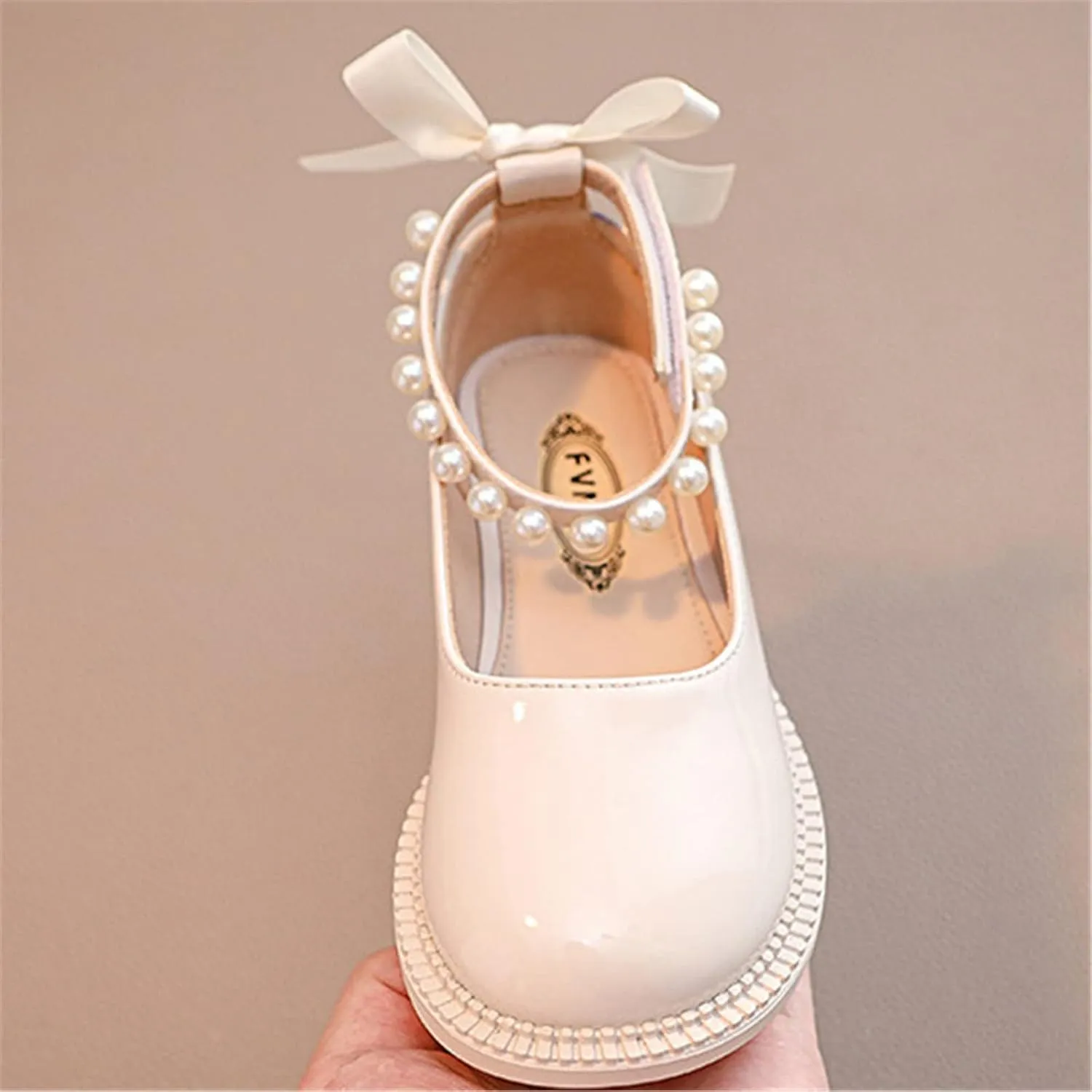 Girls Mary Jane Shoes Pearl Bow Dress Shoes Wedding Part Flat Square Toe Ankle Strap Lw Heel Sandal