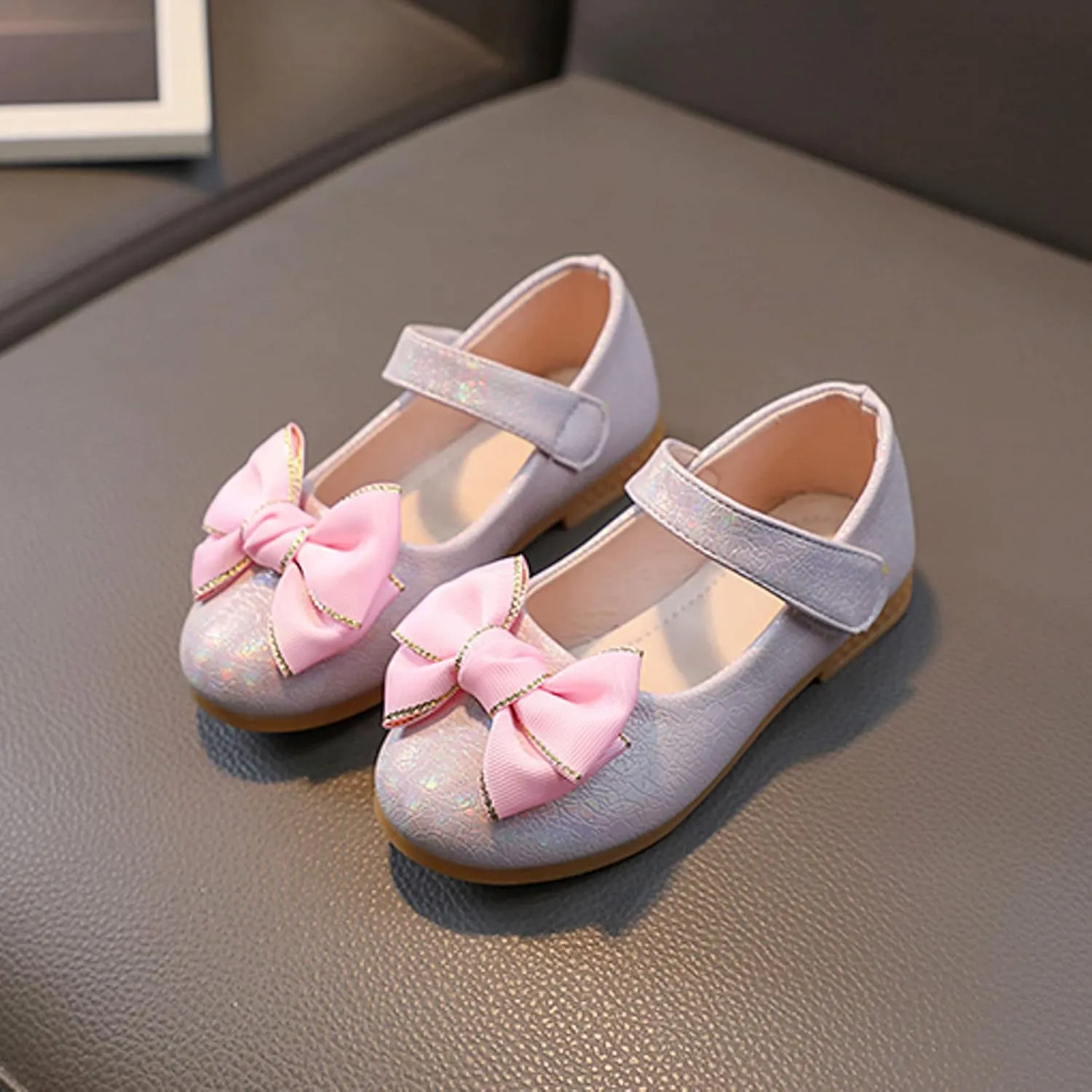 Girls Mary Jane Toddler Flower Girl Dress Shoes Little Girl Ballet Flats Bow Strap for Wedding Party School