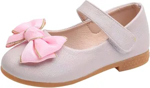 Girls Mary Jane Toddler Flower Girl Dress Shoes Little Girl Ballet Flats Bow Strap for Wedding Party School