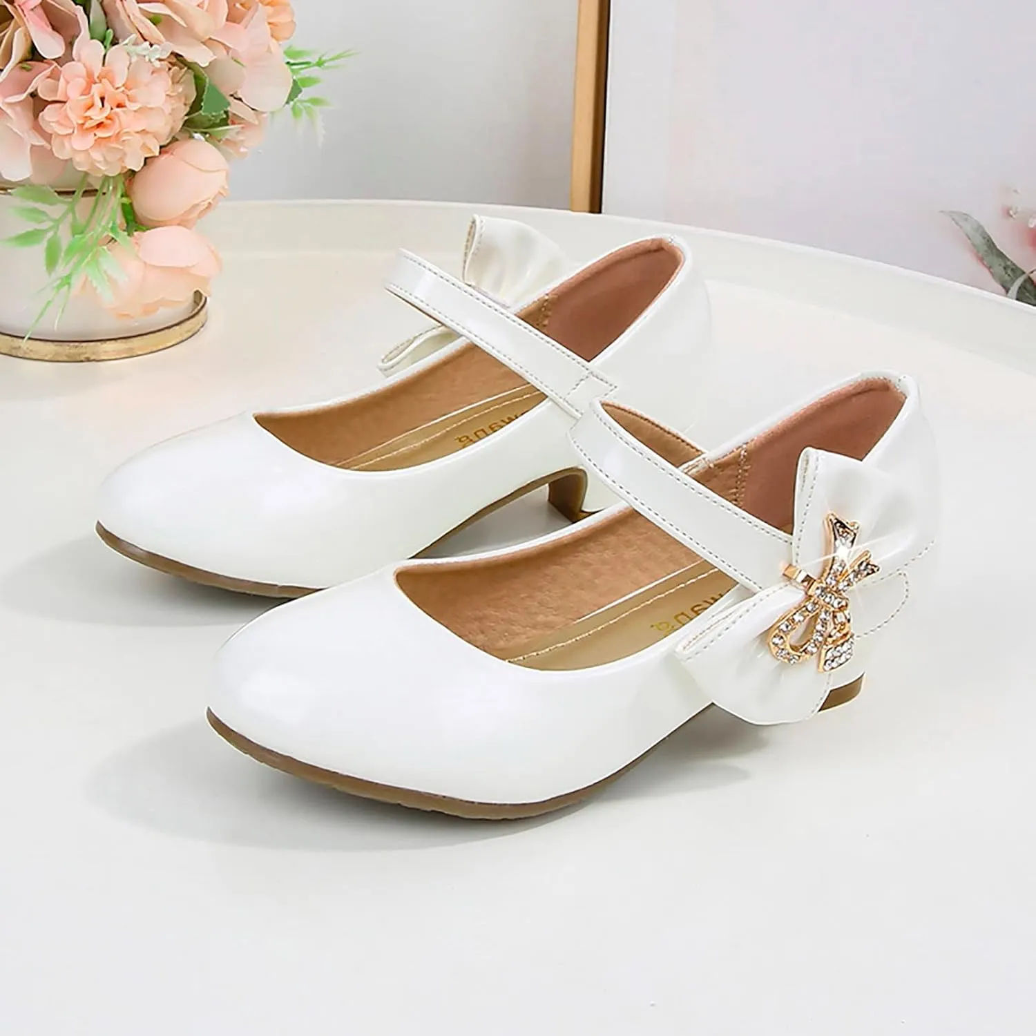 Girls Patent Leather Dress Shoes Toddler Mary Jane Shoes Low Heels Flower Girl Shoes for School Party Wedding