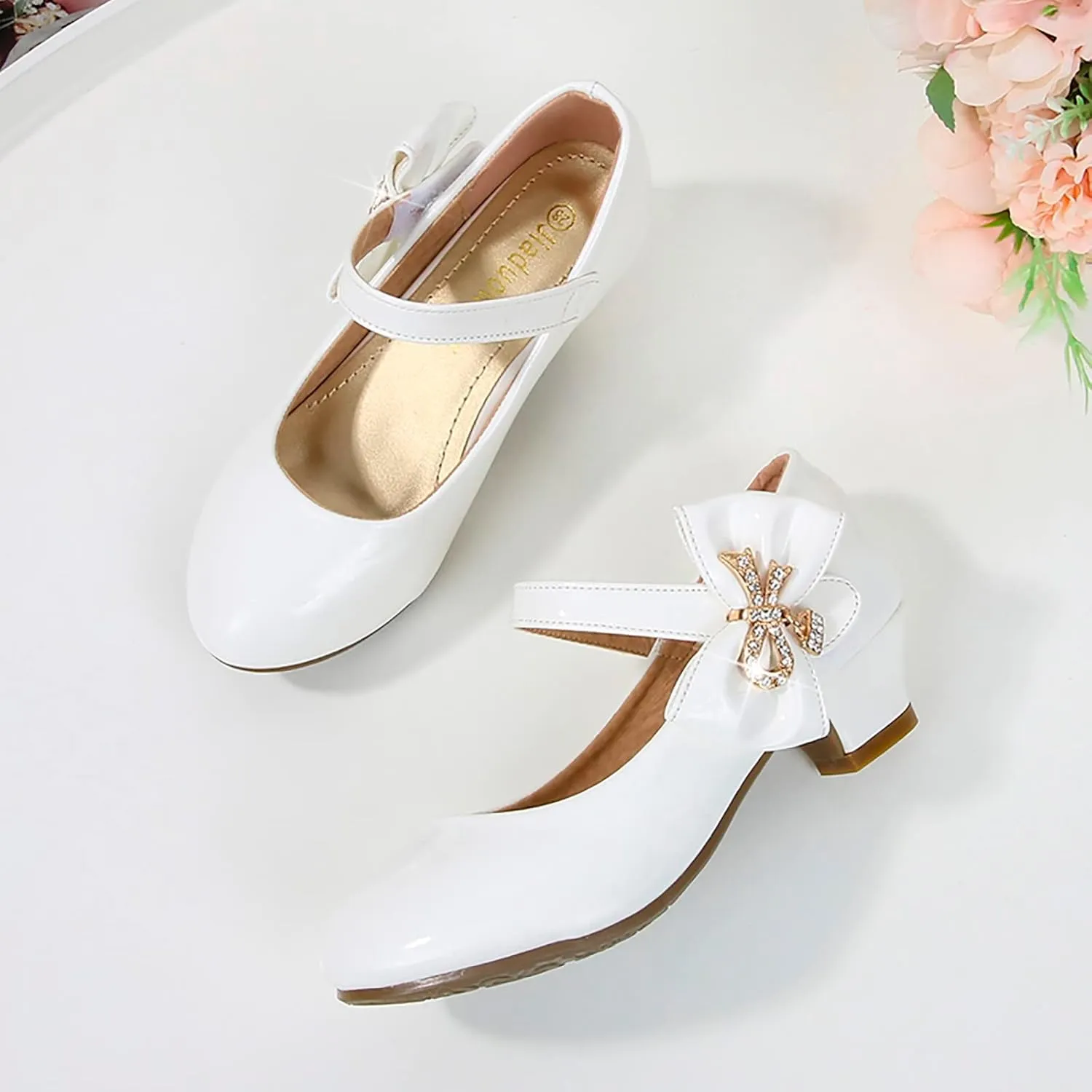 Girls Patent Leather Dress Shoes Toddler Mary Jane Shoes Low Heels Flower Girl Shoes for School Party Wedding