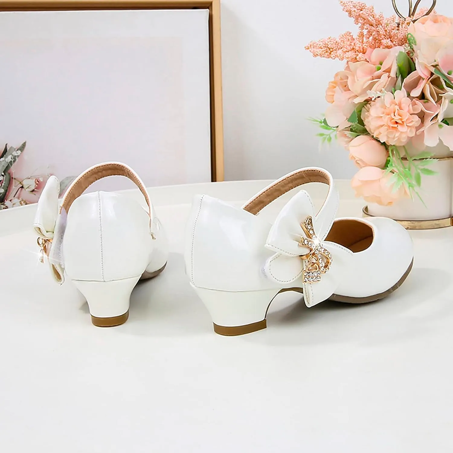 Girls Patent Leather Dress Shoes Toddler Mary Jane Shoes Low Heels Flower Girl Shoes for School Party Wedding