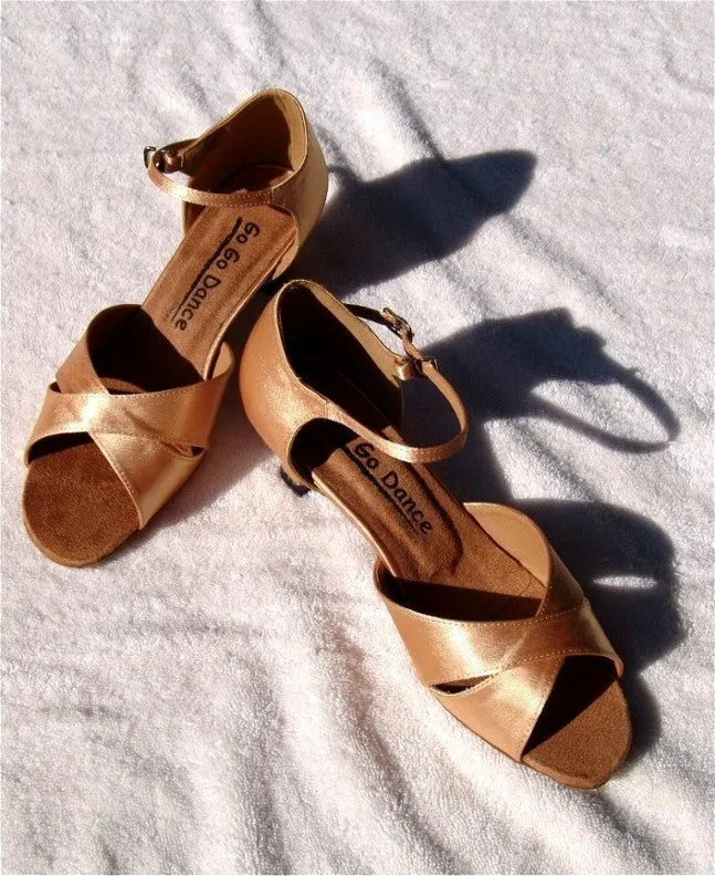 GO 7022 Tan Satin Latin Shoe