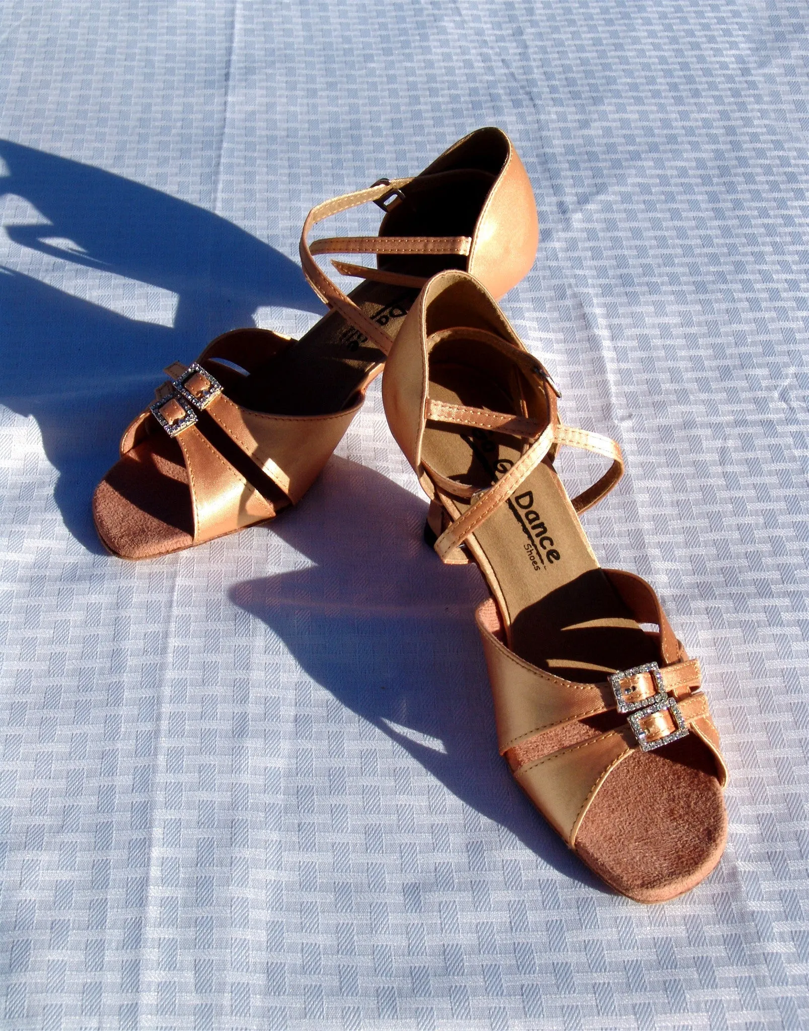GO 9521 Tan Satin X - Strap Latin Shoe